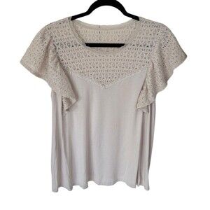 Torrid Super Soft Knit Lace‎ Top Size Large Beige Feminine